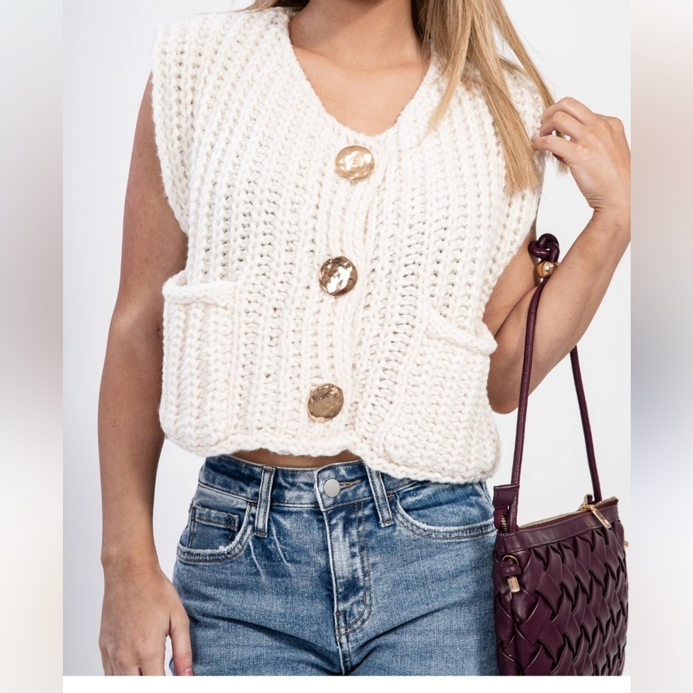 ARSSM Women Cute Sweater Vest Old Aesthetic Sleeveless Sz M Women - Picture 4 of 6